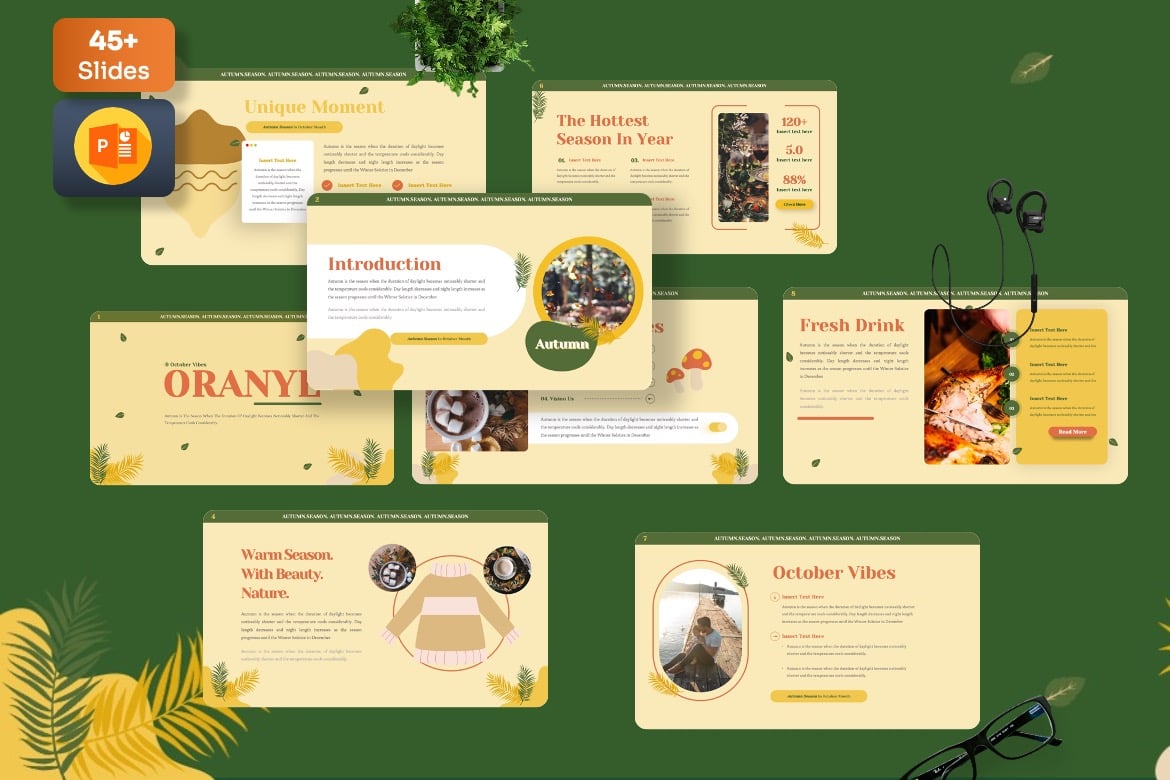 Template Powerpoint Oranye - Presentasi Musim Gugur Oktober yang Menarik
