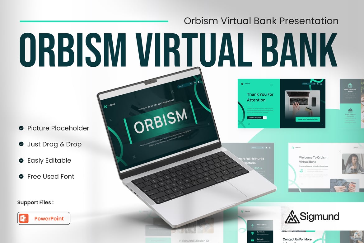 Template Presentasi Powerpoint Bank Virtual Orbism yang Menarik