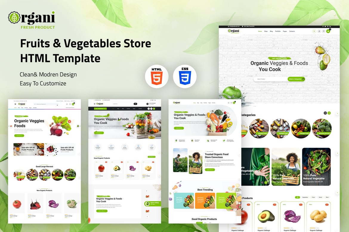 Organi – Template Website eCommerce untuk Produk Organik dan Segar