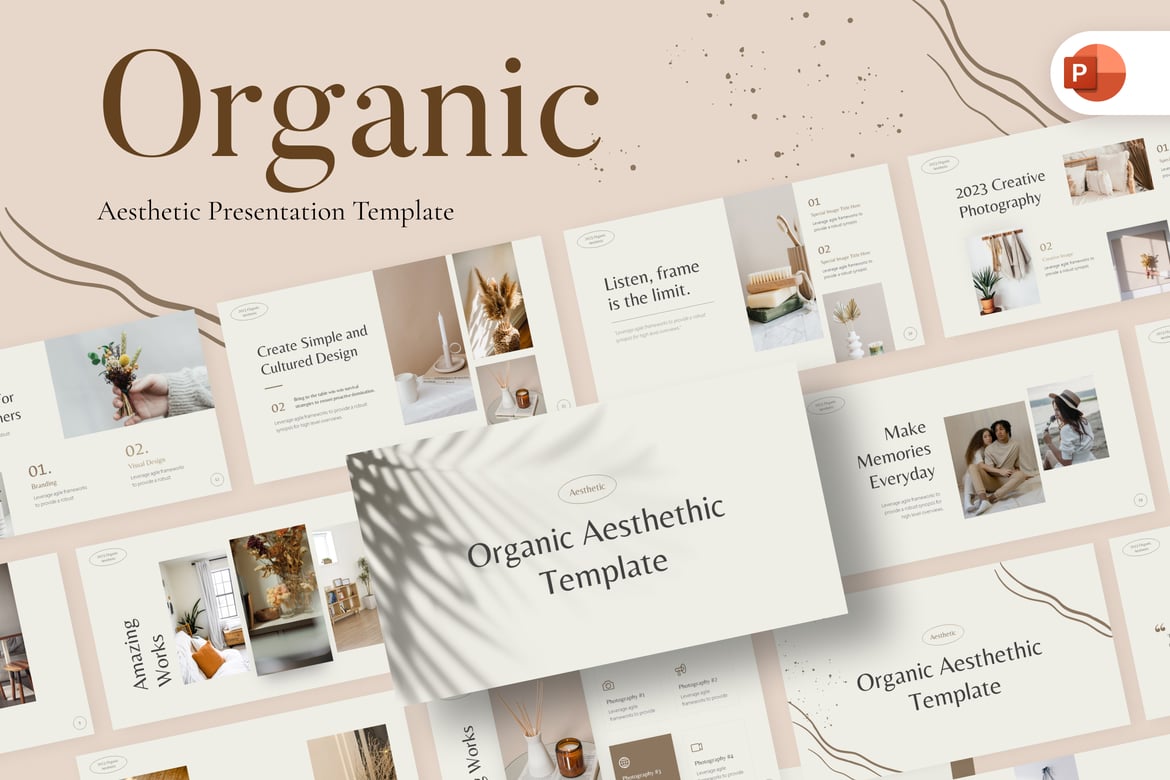 Template Presentasi PowerPoint Minimalis Organik yang Estetik