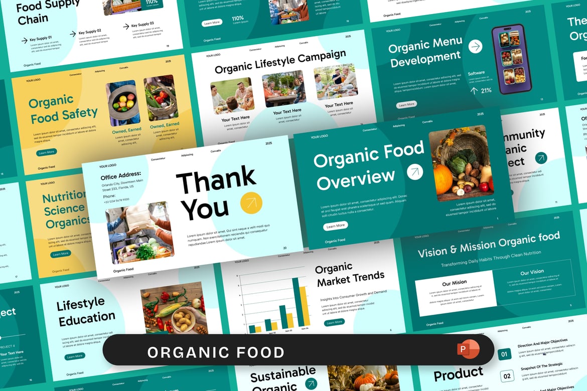 Template Presentasi PowerPoint Makanan Organik yang Menarik