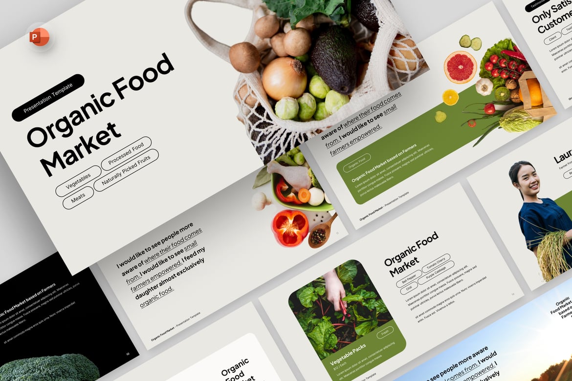 Template PowerPoint Makanan Organik yang Menarik dan Profesional