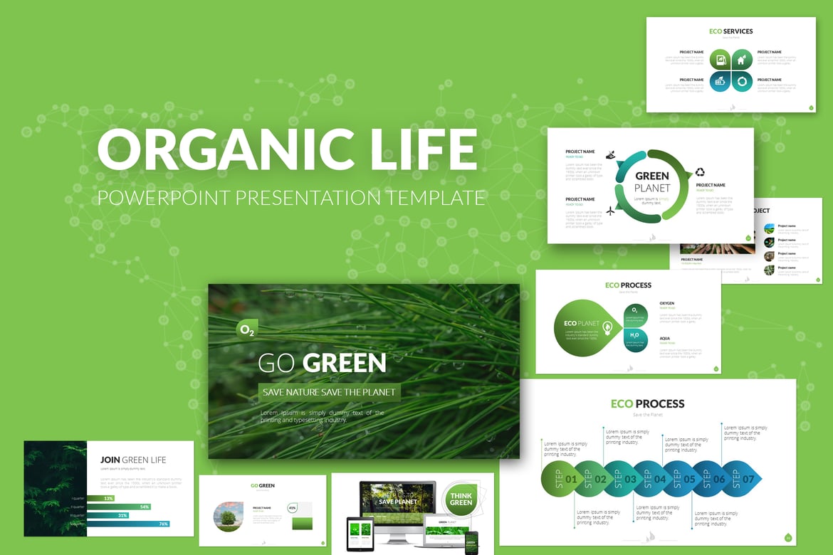 Template Presentasi PowerPoint Hidup Organik yang Menarik