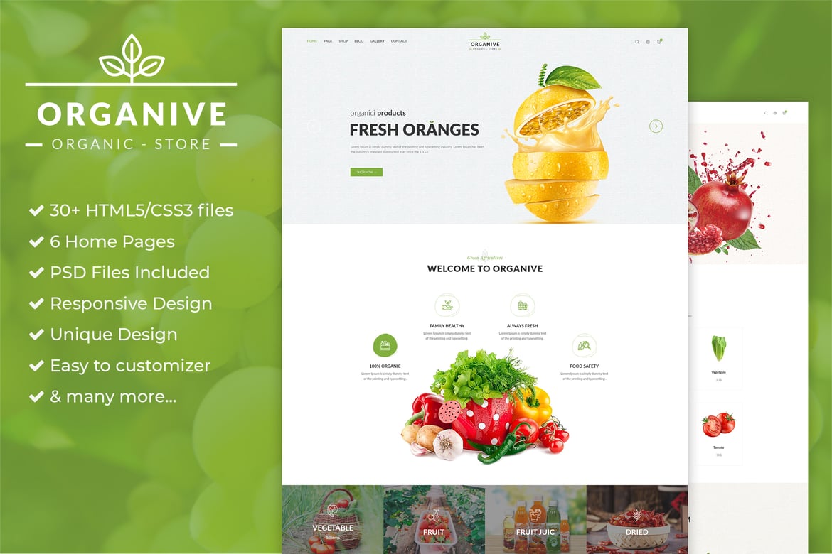 Template Website Organik & Produk Makanan Ramah Lingkungan