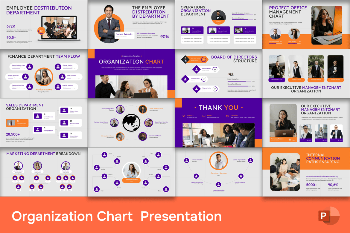 Template PowerPoint Diagram Organisasi yang Profesional dan Menarik