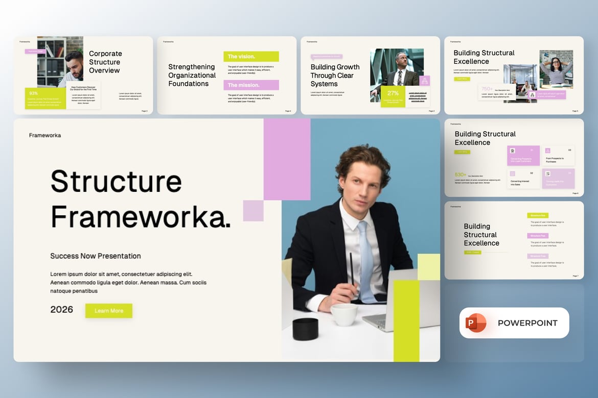 Template Presentasi Struktur Organisasi yang Modern dan Profesional
