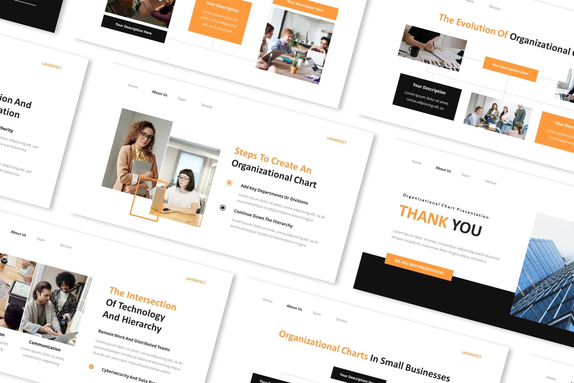 Template Presentasi PowerPoint Organisasi dan Hierarki yang Menarik
