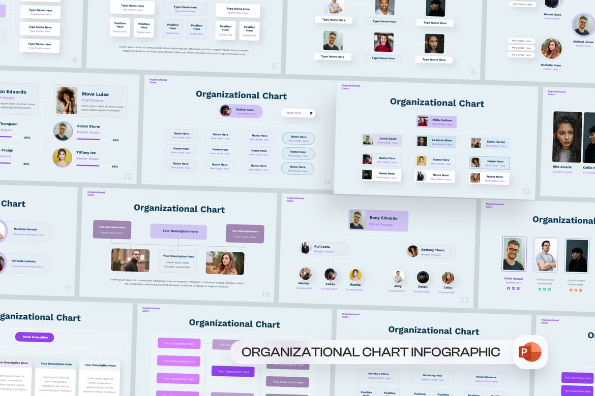 Template PowerPoint Diagram Organisasi Modern