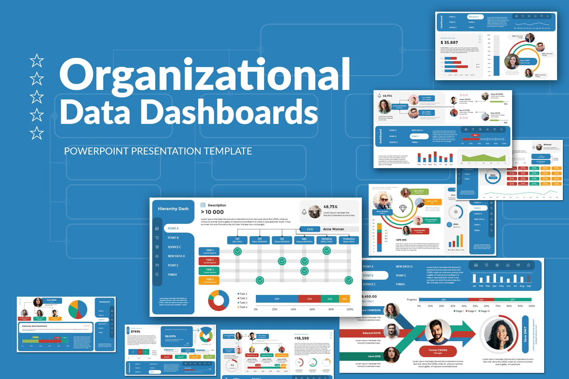 Template PowerPoint Dashboard Data Organisasi yang Menarik