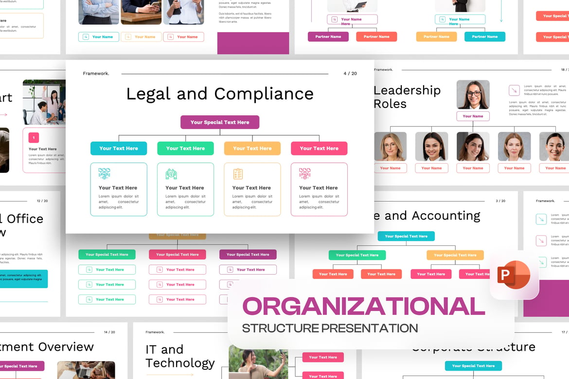 Template PowerPoint Struktur Organisasi yang Modern dan Menarik