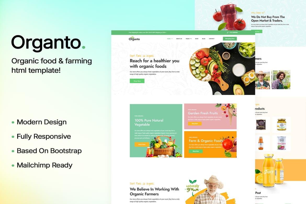 Organto | Template Website Pertanian & Makanan Organik yang Ramah Lingkungan