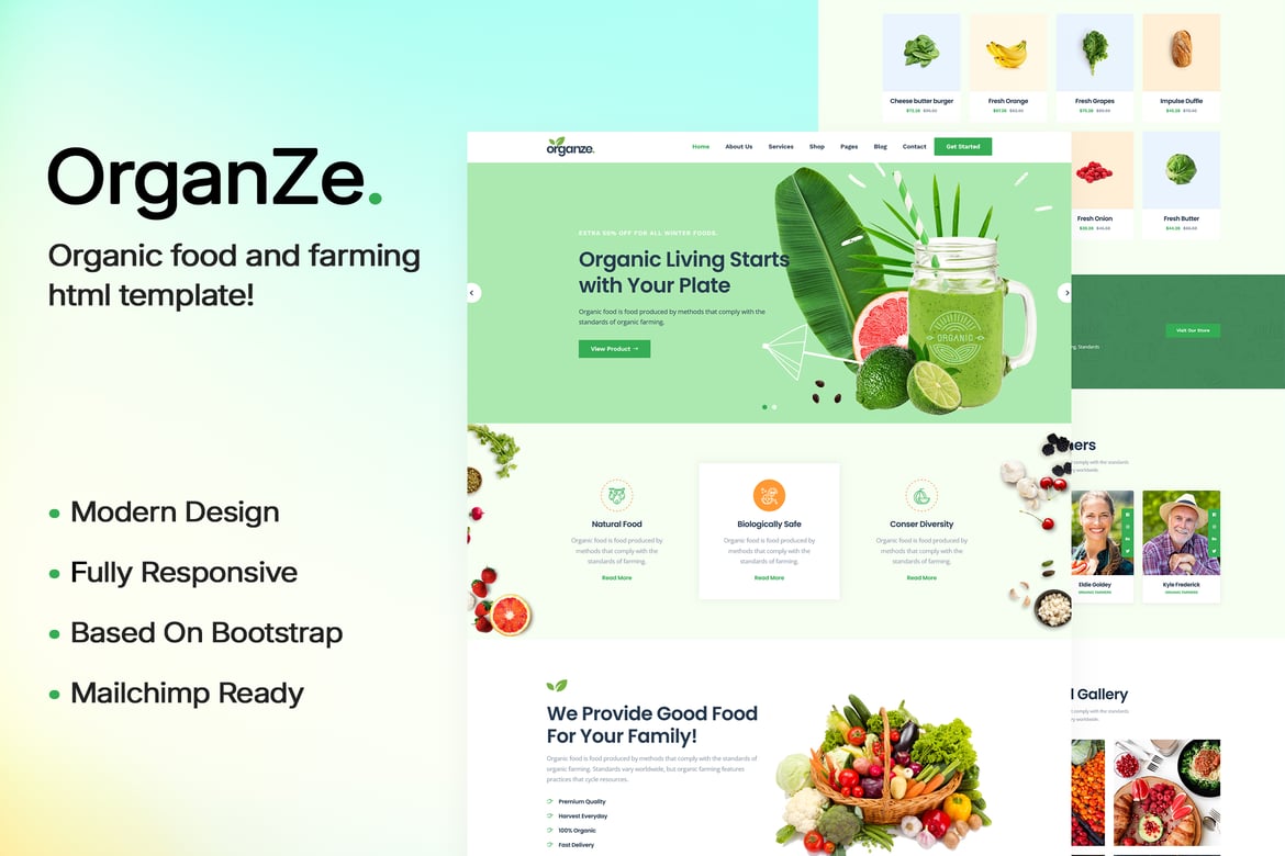 OrganZe | Template Website Makanan Organik dan Pertanian yang Menarik
