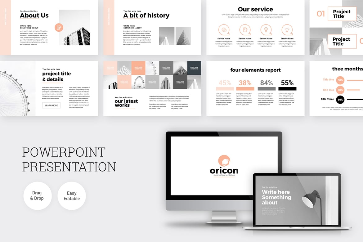 Oricon - Template PowerPoint Bisnis Minimalis yang Modern