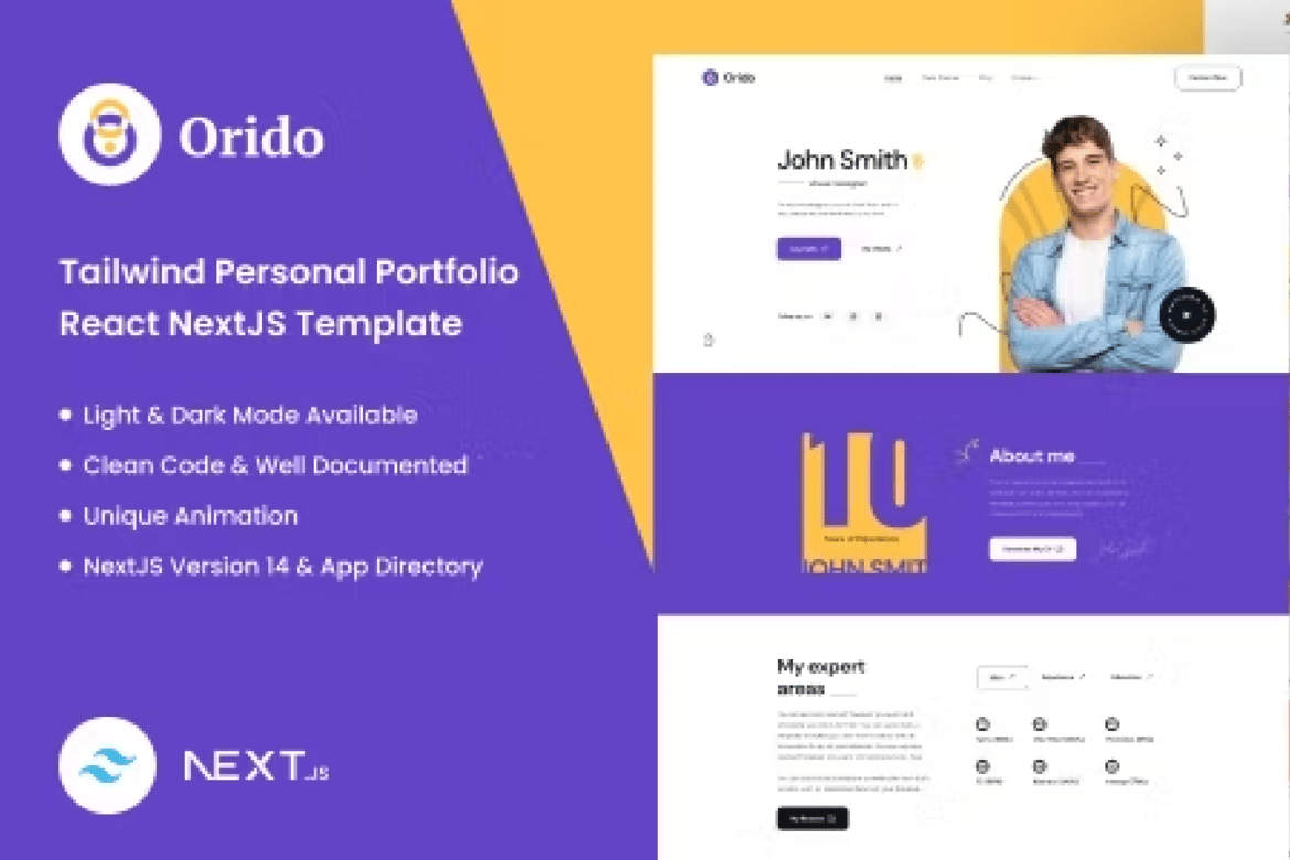 Orido - Template Website Portofolio Pribadi dengan Tailwind CSS dan Next.js