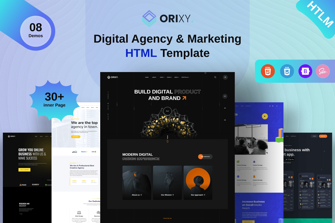 Orixy - Template Website Kreatif untuk Agensi Digital Modern