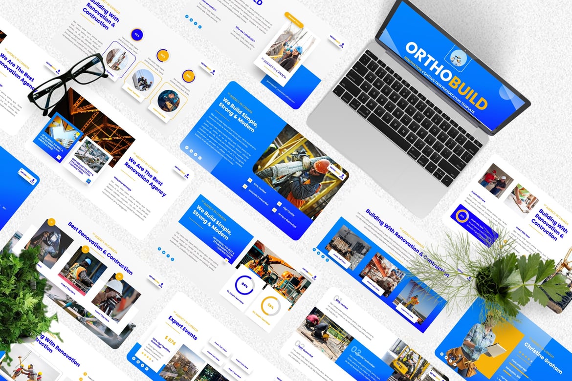 Template Presentasi Powerpoint Orthobuild untuk Renovasi & Konstruksi