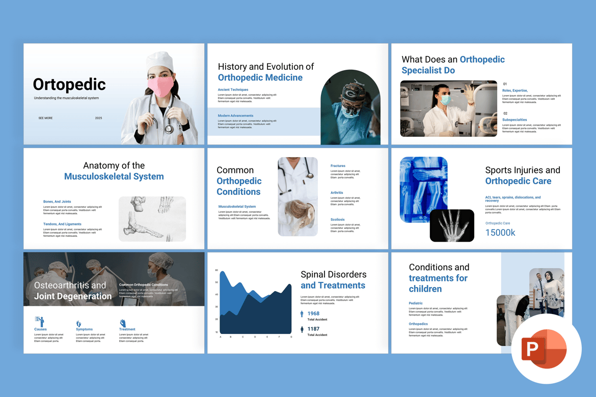 Template Presentasi PowerPoint Orthopedi yang Menarik