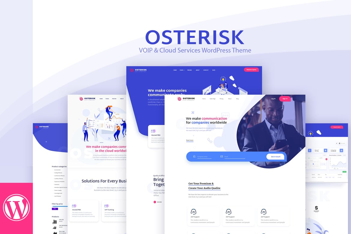 Osterisk: Tema WordPress untuk Layanan VOIP dan Cloud yang Modern