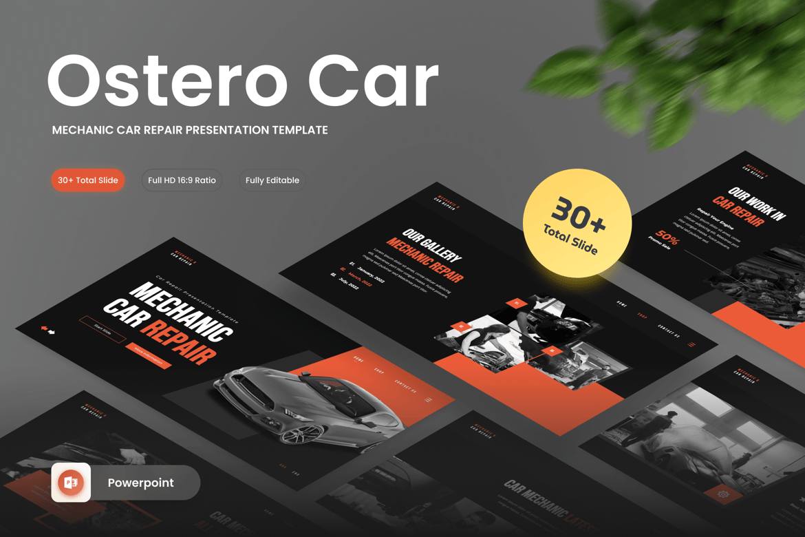 Ostero - Template Presentasi PowerPoint untuk Servis Mobil Profesional