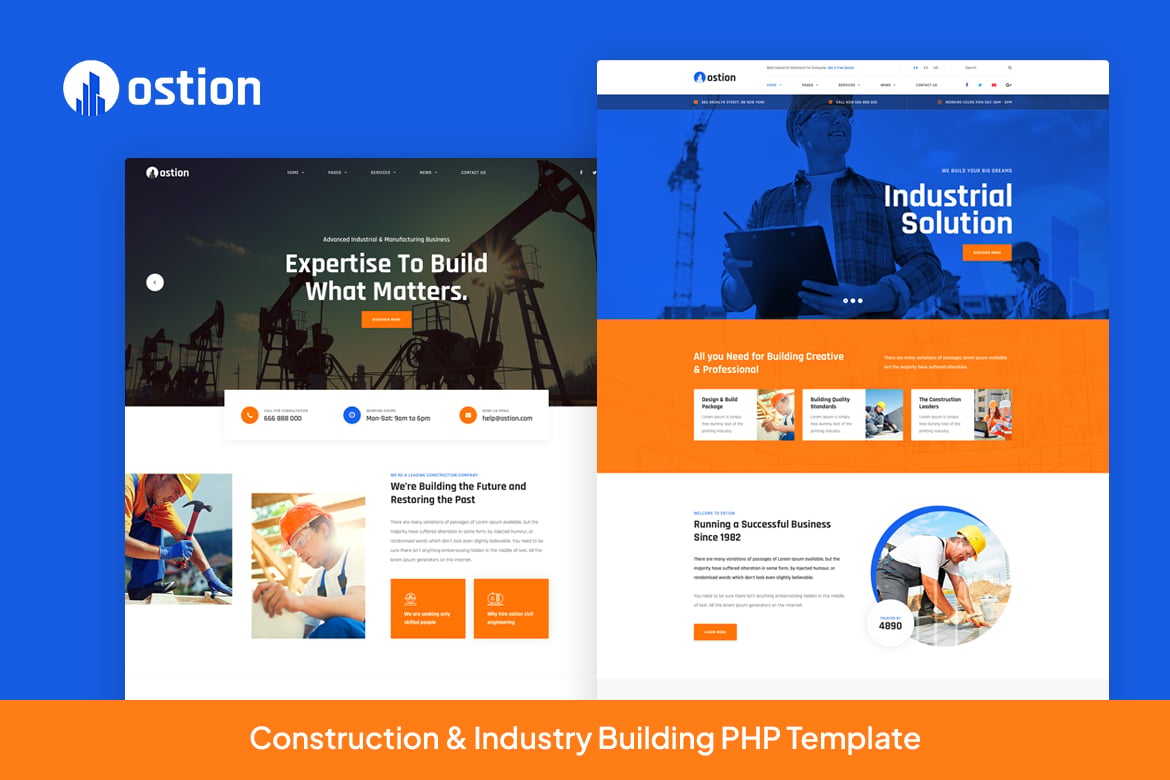 Ostion - Template Website PHP untuk Perusahaan Konstruksi