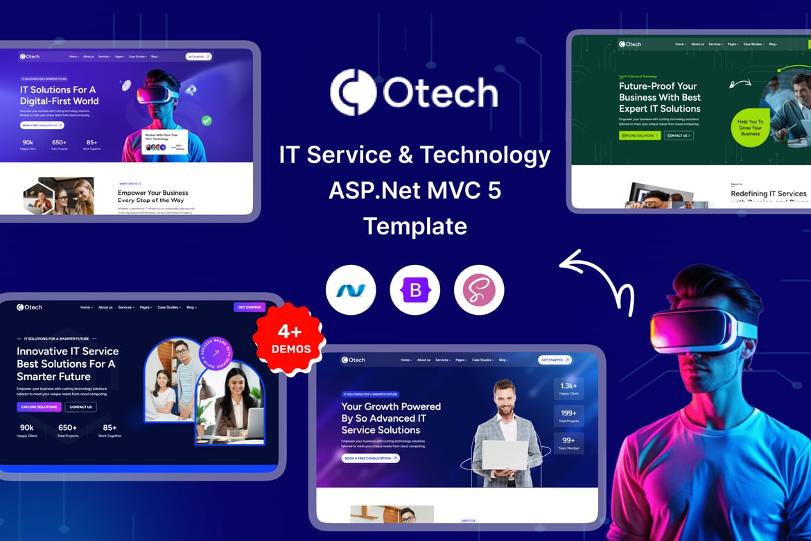 oTech - Template Website Solusi IT dan Startup Teknologi ASP.NET Modern