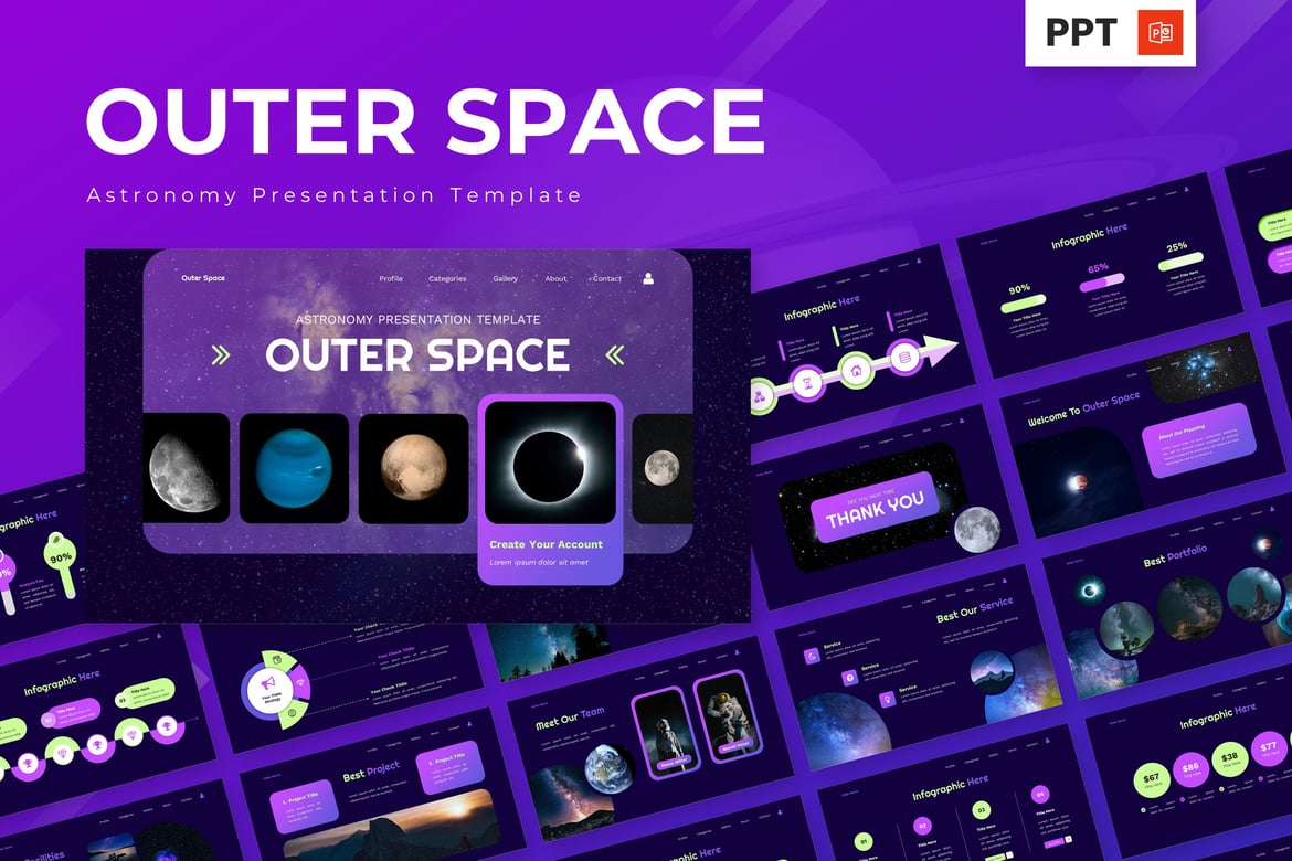 Template Powerpoint Astronomi - Jelajahi Alam Semesta