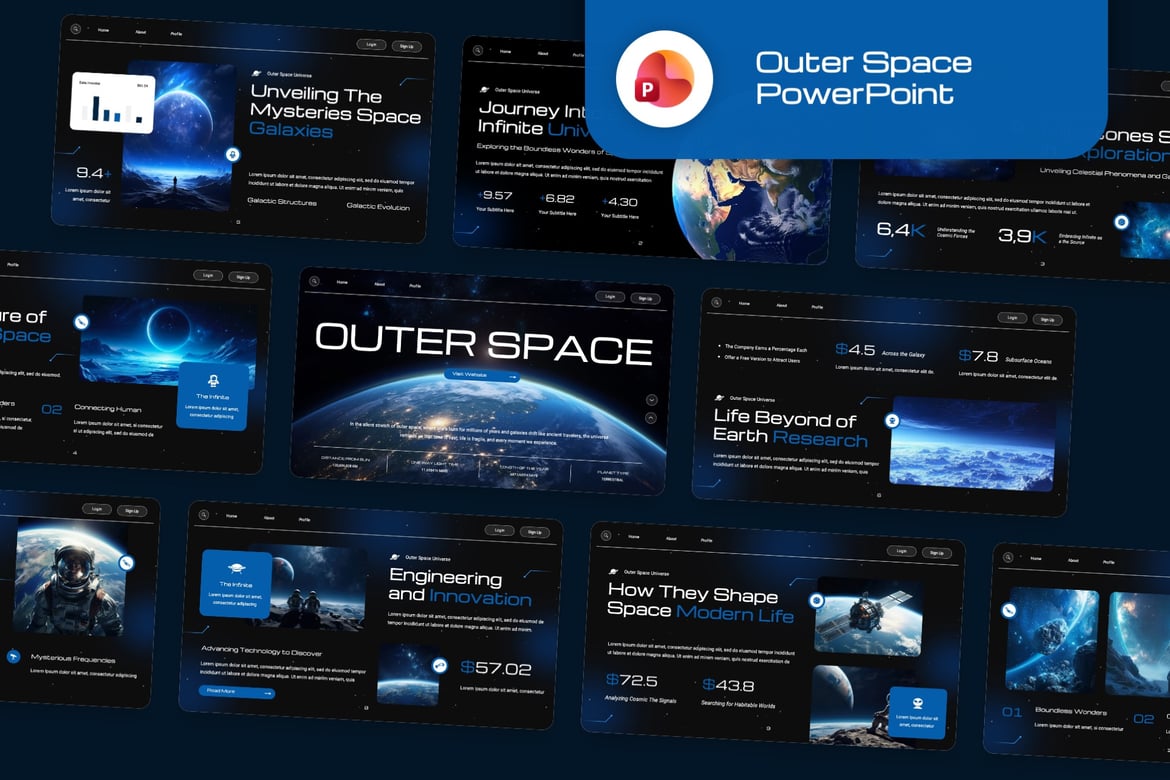 Template Presentasi PowerPoint Outer Space yang Kreatif dan Modern