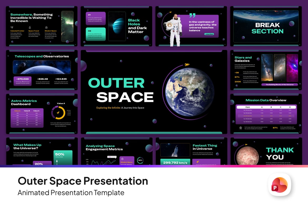 Template PowerPoint Bertema Luar Angkasa yang Menarik