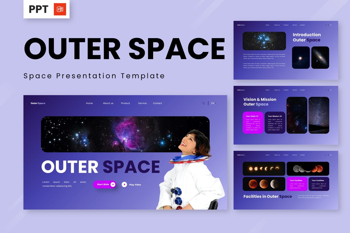 Template Powerpoint Luar Angkasa yang Mengagumkan