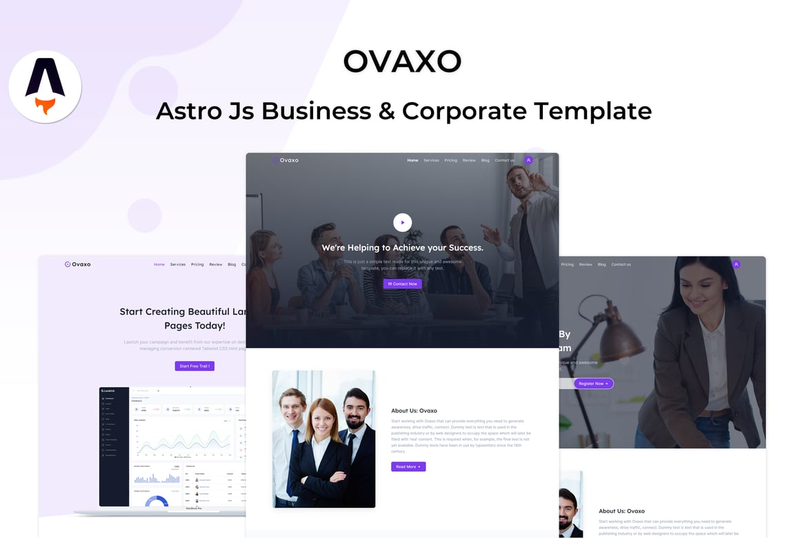 Ovaxo - Template Website Bisnis dan Korporat dengan Astro JS