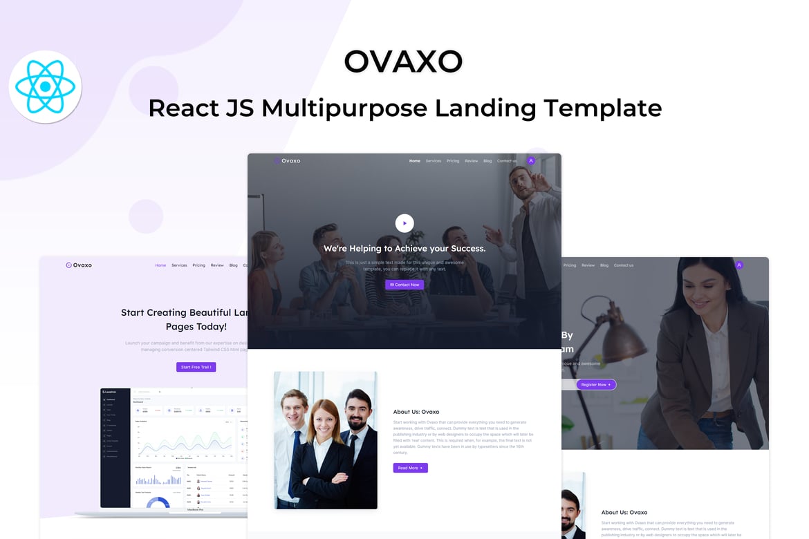 Ovaxo - Template Website Bisnis Serbaguna dengan React