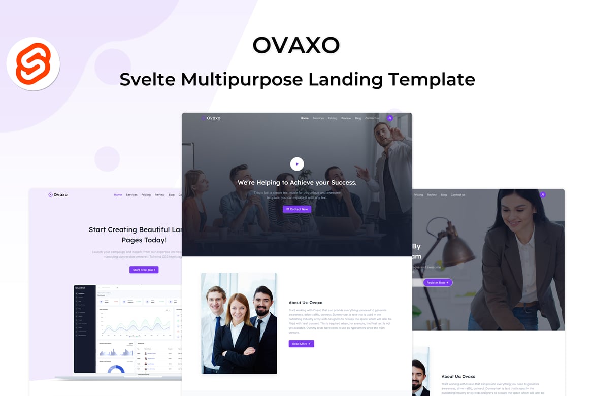 Ovaxo - Template Website Landing Svelte Multifungsi yang Responsif