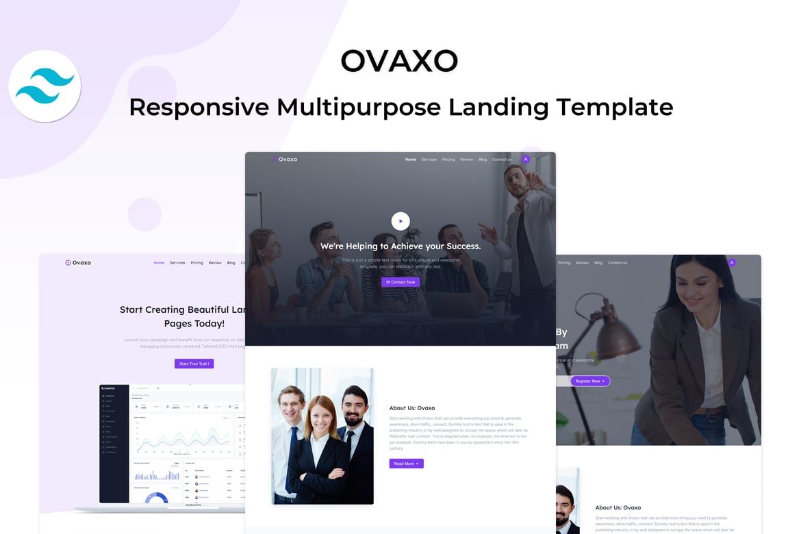Ovaxo - Template Website Landing Page Serbaguna dengan Tailwind CSS