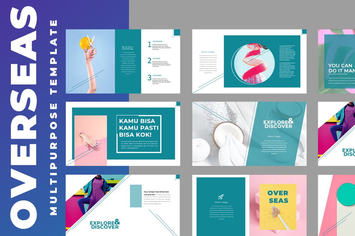 Template PowerPoint Presentasi Bisnis Internasional yang Modern dan Profesional