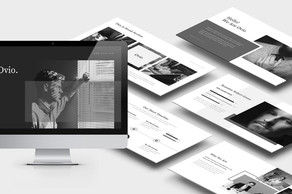 Ovio: Template Powerpoint Gaya Monokrom yang Menawan