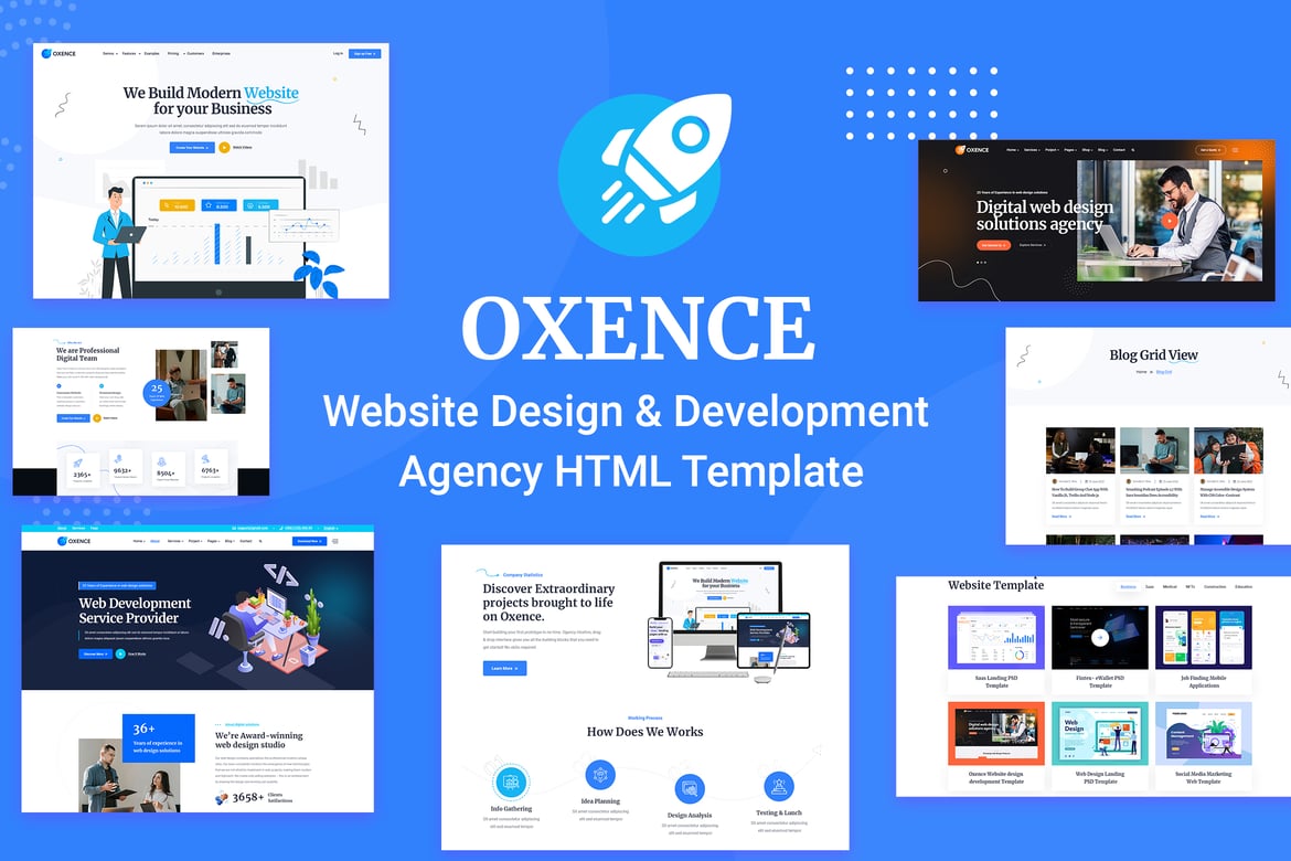 Oxence - Template Website Desain yang Menarik untuk Agensi Web
