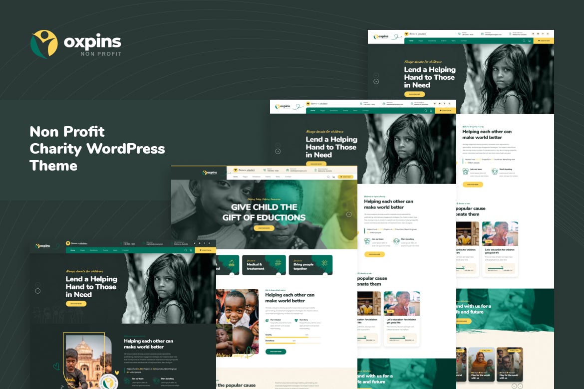 Oxpins - Tema WordPress Amal Non Profit yang Modern dan Profesional