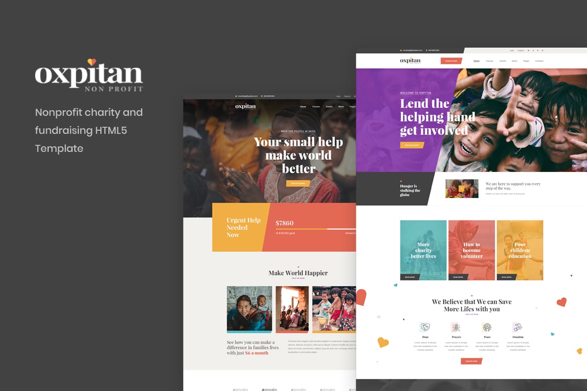 Oxpitan - Template Website Amal dan Penggalangan Dana HTML5 Profesional