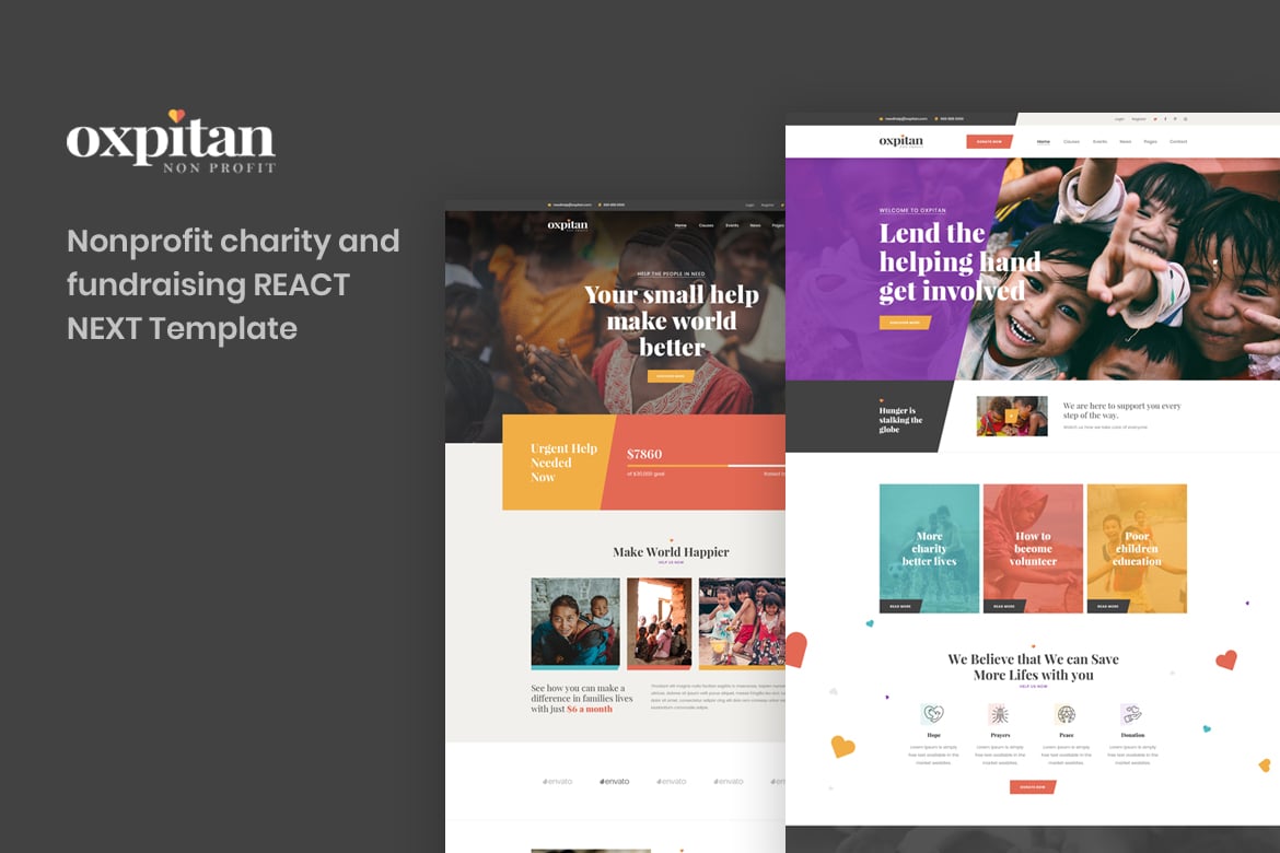 Oxpitan - Template Website Amal Nonprofit Berbasis React Next yang Profesional