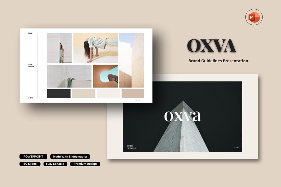 Template PowerPoint Pedoman Merek Oxva yang Menarik