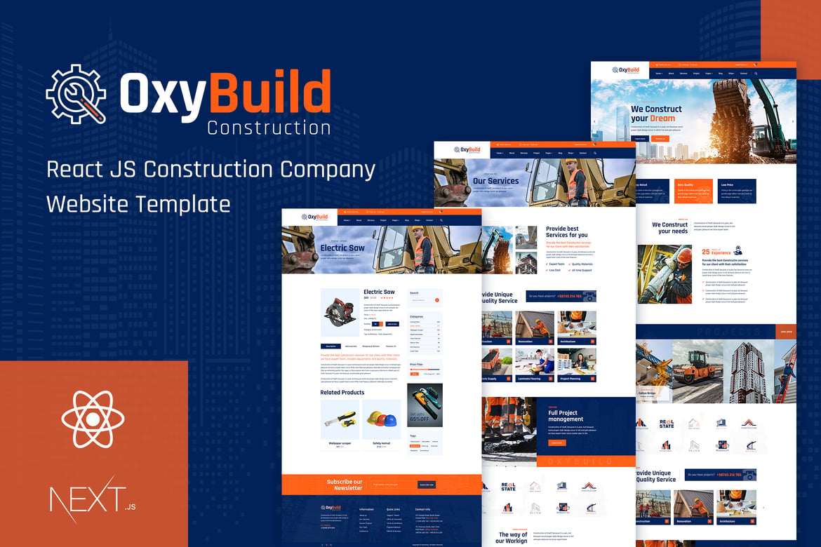 OxyBuild - Template Website Konstruksi React yang Modern dan Responsif