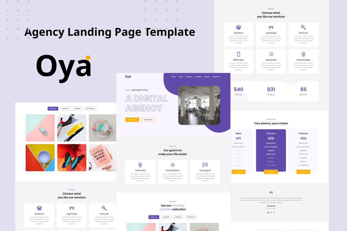 Oya - Template Website Landing Page untuk Agensi Kreatif