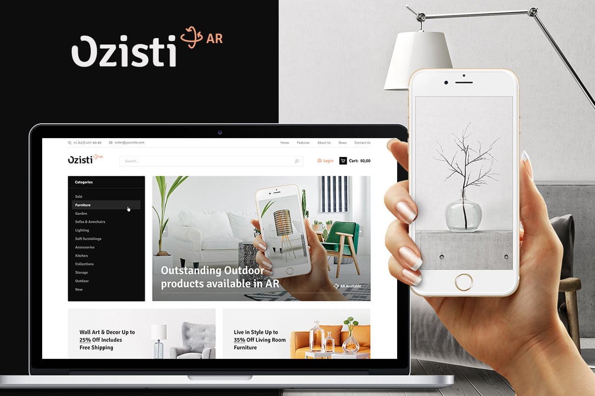 Ozisti | Tema WordPress WooCommerce dengan Augmented Reality yang Modern