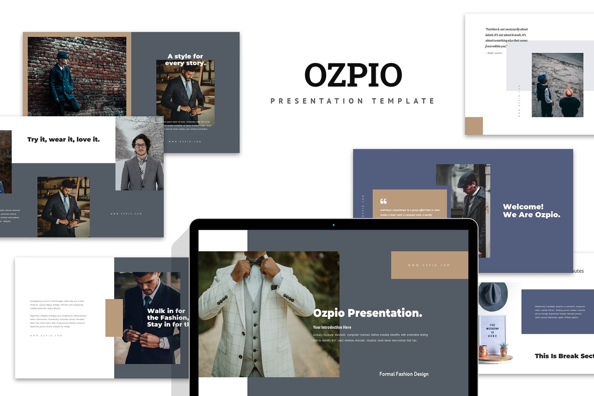 Ozpio: Template PowerPoint untuk Presentasi Suit Pria yang Menarik