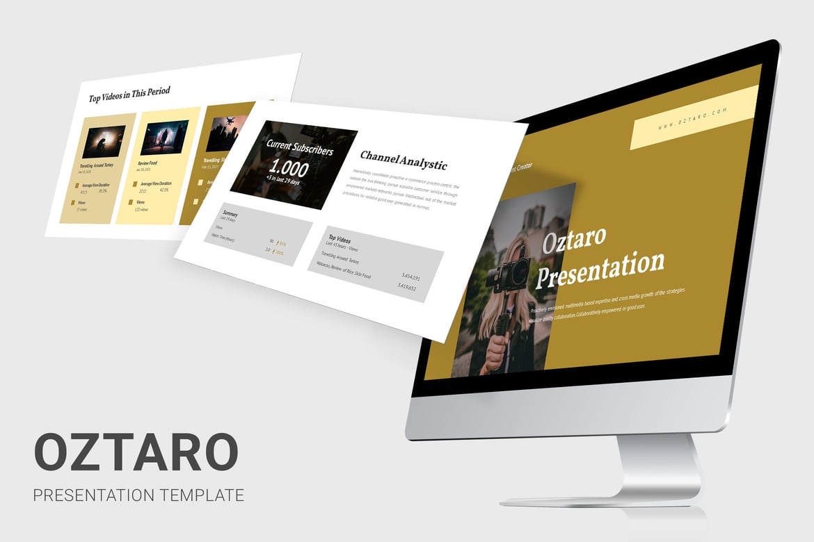 Oztaro - Template PowerPoint Kreator Konten Video yang Menarik