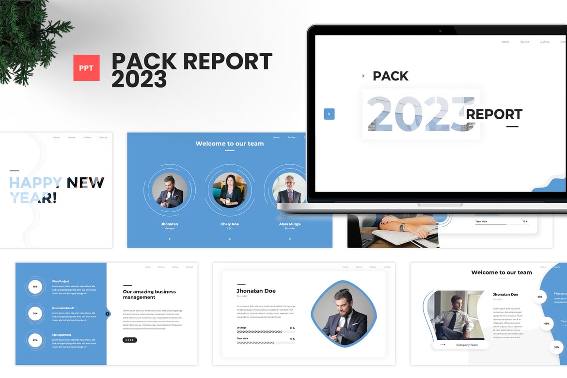 Template Presentasi Bisnis Premium 2023 - Pack Report