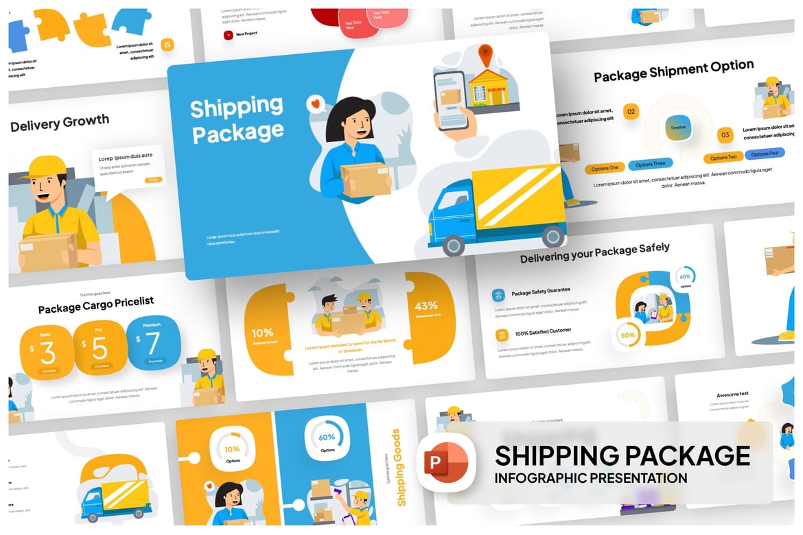 Template Presentasi Infografis Pengiriman Paket yang Menarik