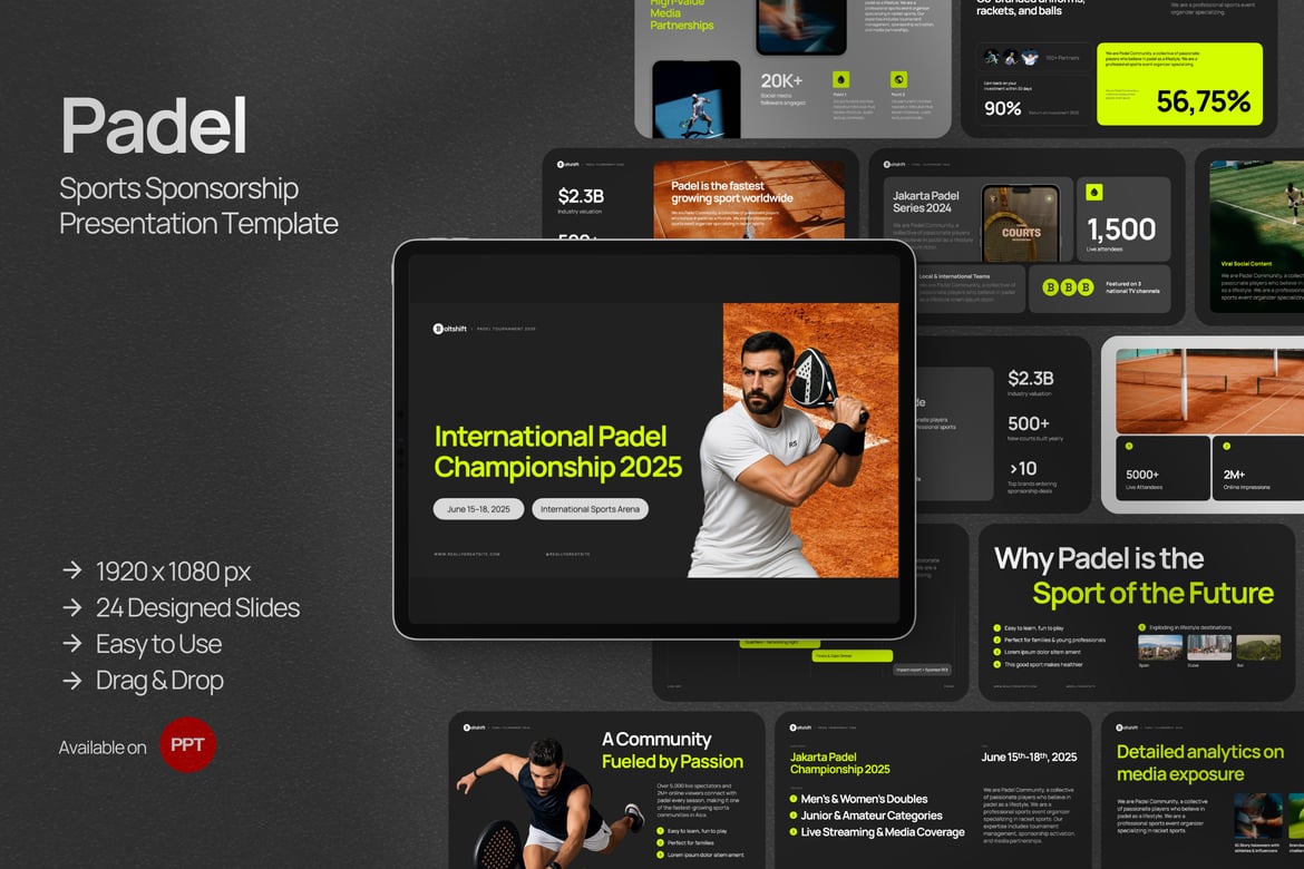Template Presentasi Padel Minimalis untuk PowerPoint