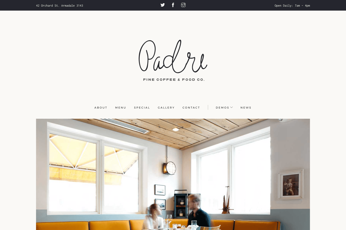 Template Website Padre | Cafe & Restoran Modern