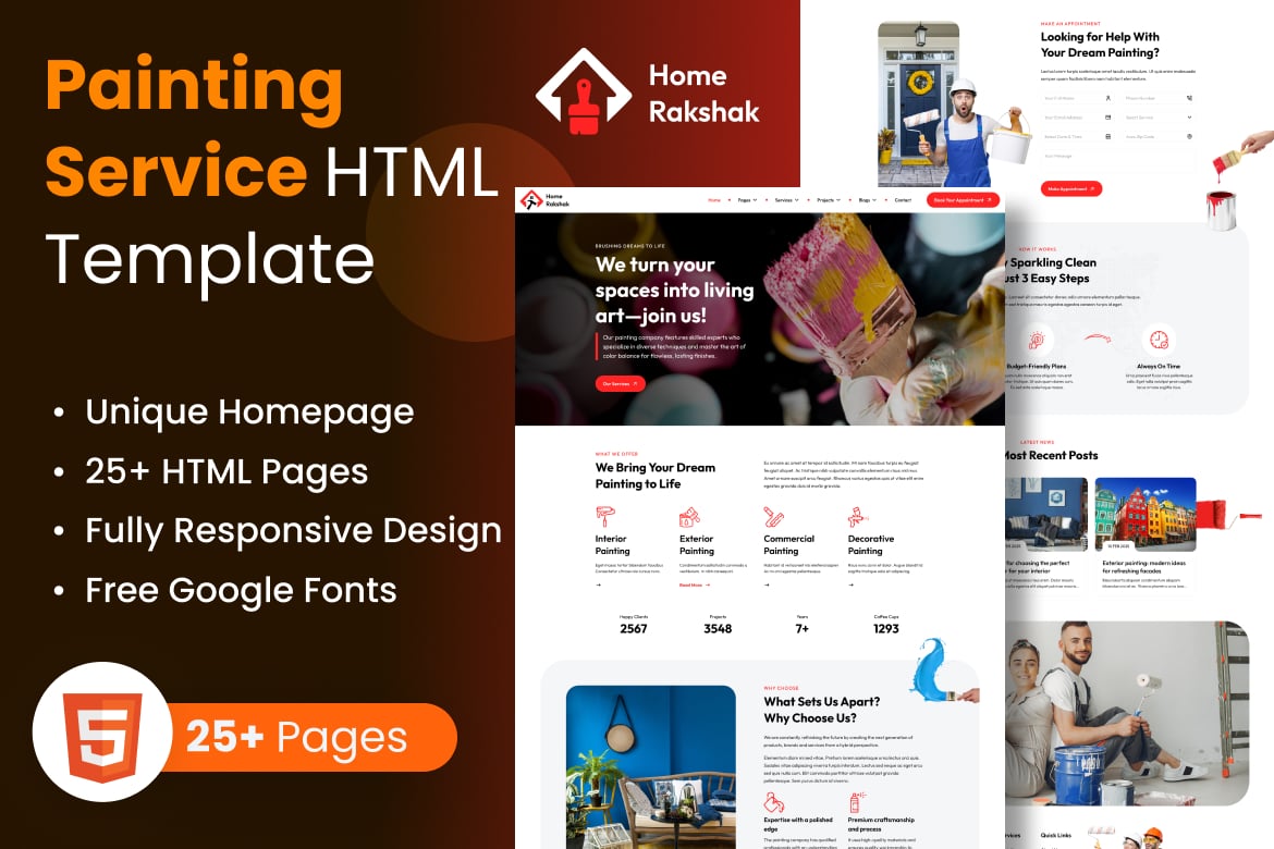 Template Website Layanan Cat Profesional - Home Rakshak